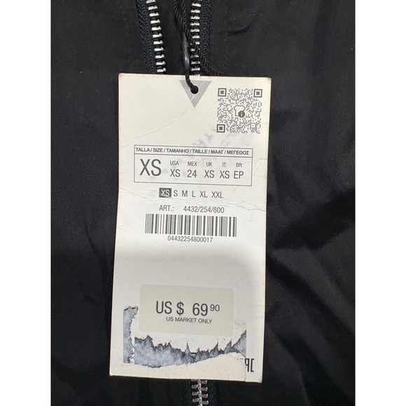 Zara Womens Black Mixed Media Bomber Jacket Mini Dress XS 4432/254/800 - Picture 3 of 10